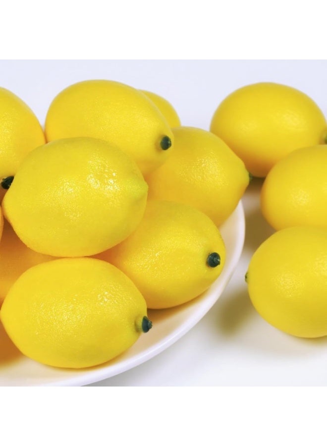 20 pieces of yellow artificial lemons, lifelike plastic lemon decorations, realistic fruit ornaments, suitable for home kitchen dining tables, cabinets, holiday party photography props - Image 3